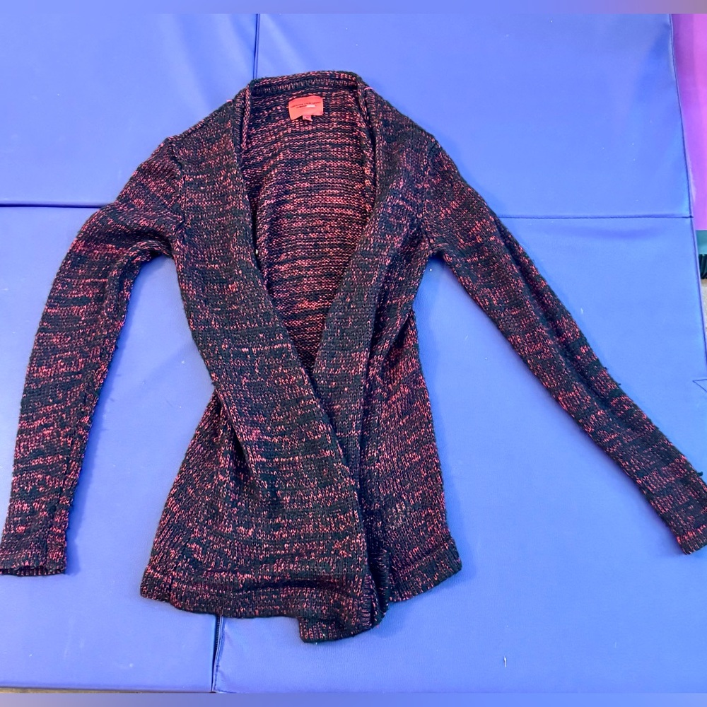 Narciso Rodriguez Design Nation Long Red & Black Knit Cardigan Sweater Women's M